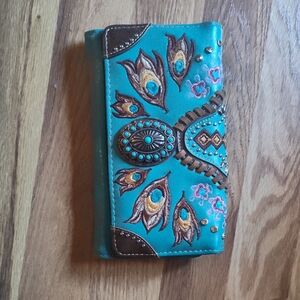 Western turquoise Expandable Wallet Clutch